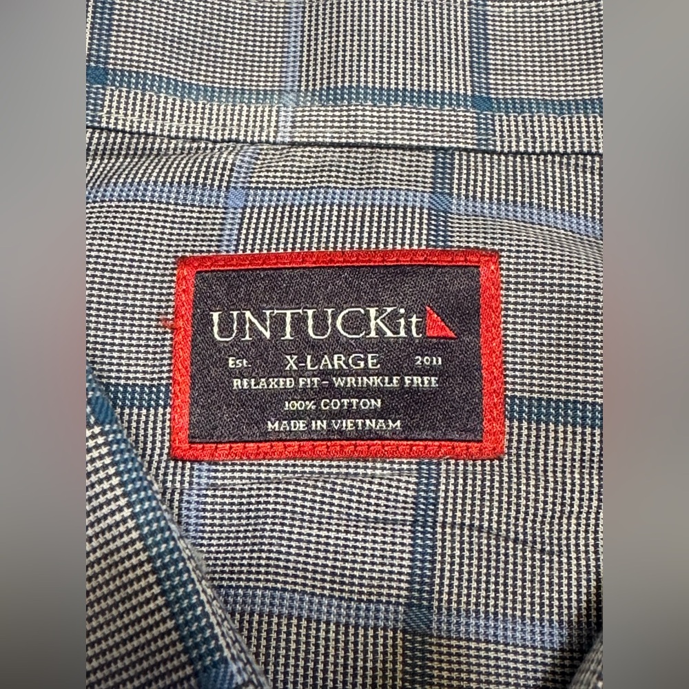 UNTUCKit Mens Size XL Ortman WF Plaid Relaxed Fit 100% Cotton Button Up Shirt - Picture 3 of 9